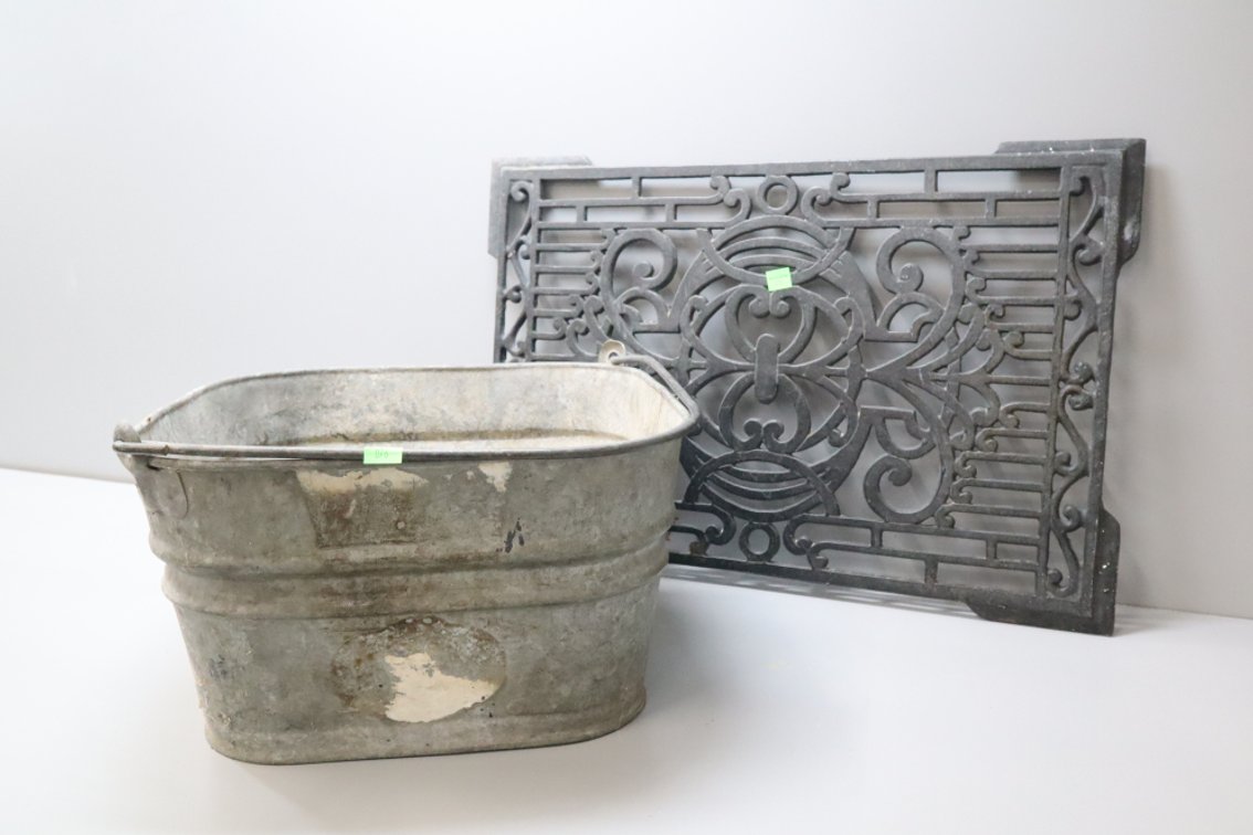 Galvanized Tub and Iron Grate
