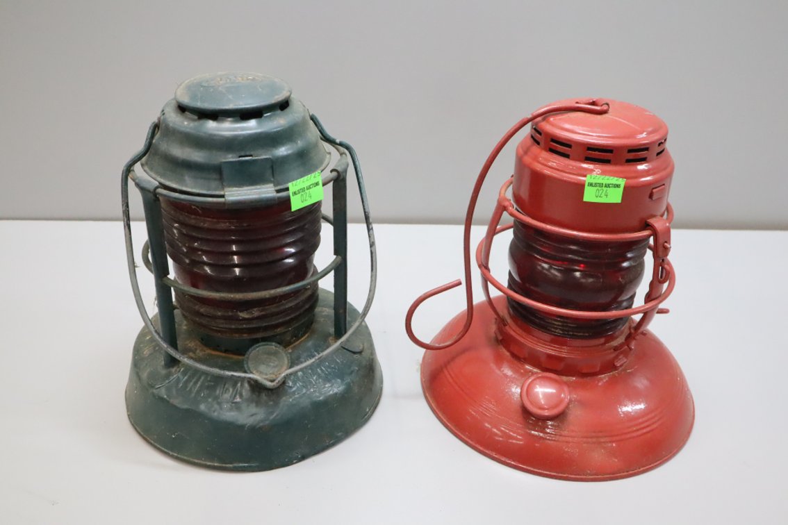 Two Vintage Traffic Lanterns