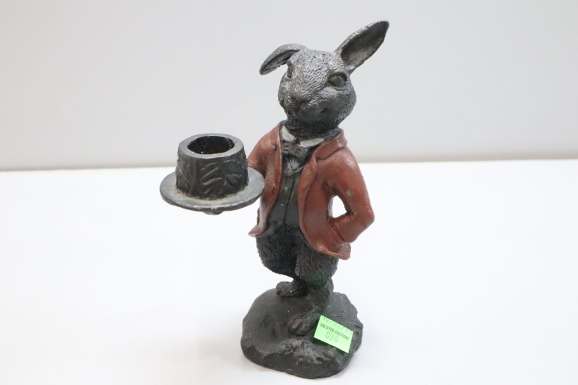 Iron Rabbit Candlestick