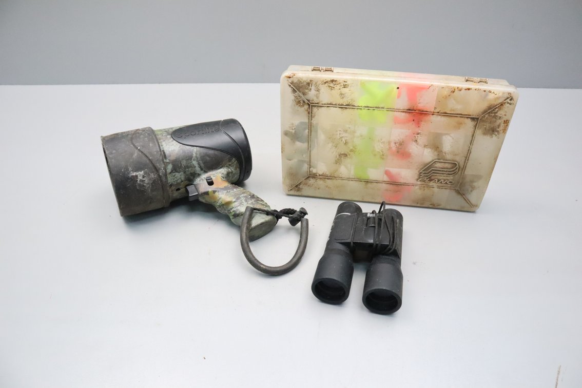 Spotlight, Binoculars, Fishing Lures