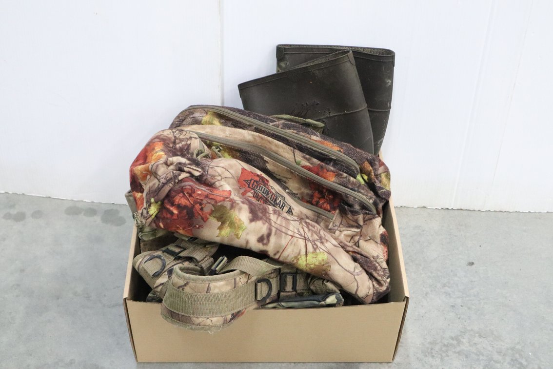 Hunting Backpack, Fanny Pack, Gloves, Rubber Boots