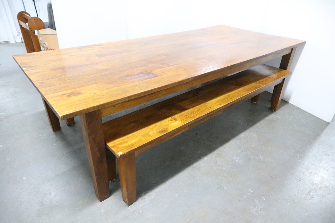 Large Dining Table With 2 Benches