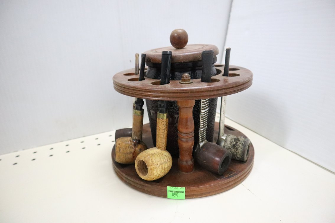 Vintage Smoke Stand With Tobacco Pipes
