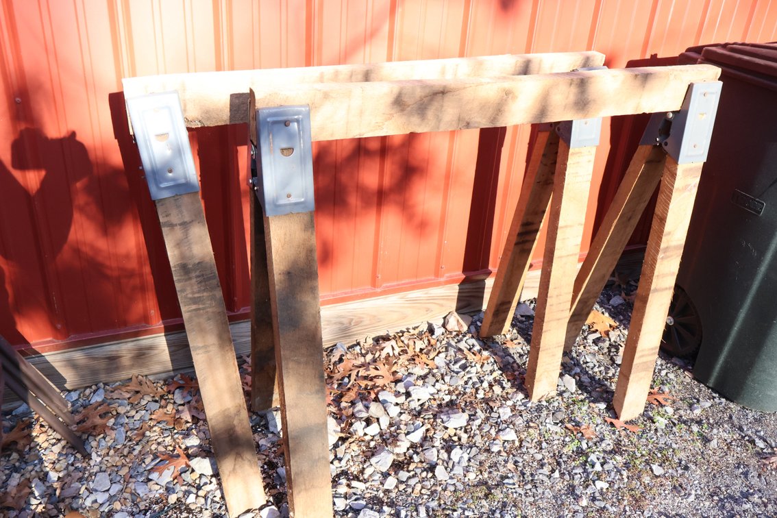 Pair of Oak Board Saw Horses