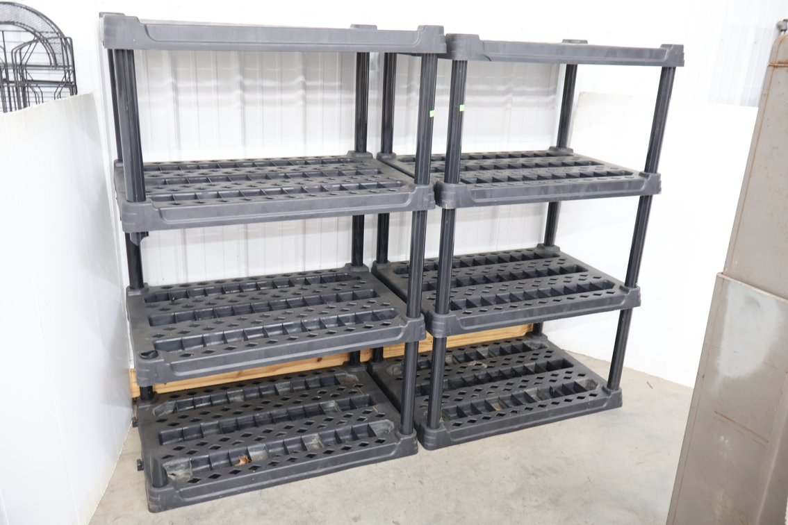 Pair of Plastic Shelves, 1 Has Broken Posts