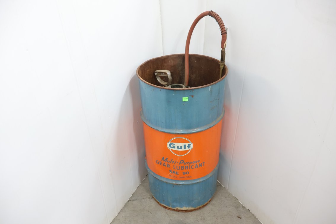 Gulf Oil Barrel and Hand Sprayer