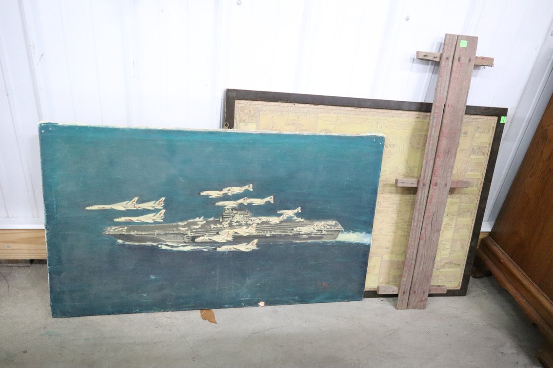 Historical Map of Virginia, Canvas Aircraft Carrier Picture