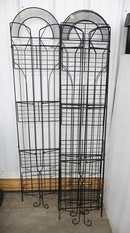 Three Small Folding Metal Shelves