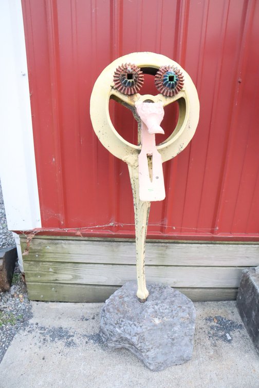 Garden Art Metal Piece With Rock Base