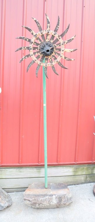 Garden Art Metal Piece With Rock Base