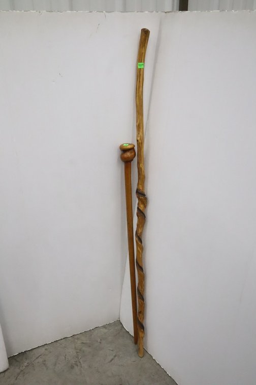 Two Carved Walking Sticks