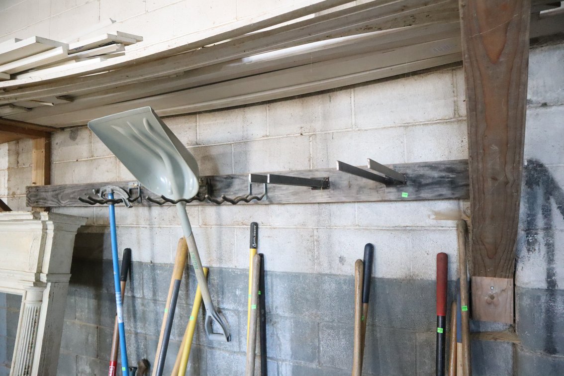 Plastic Scoop Shovel, Pipe Bender, Hand Tool Rack