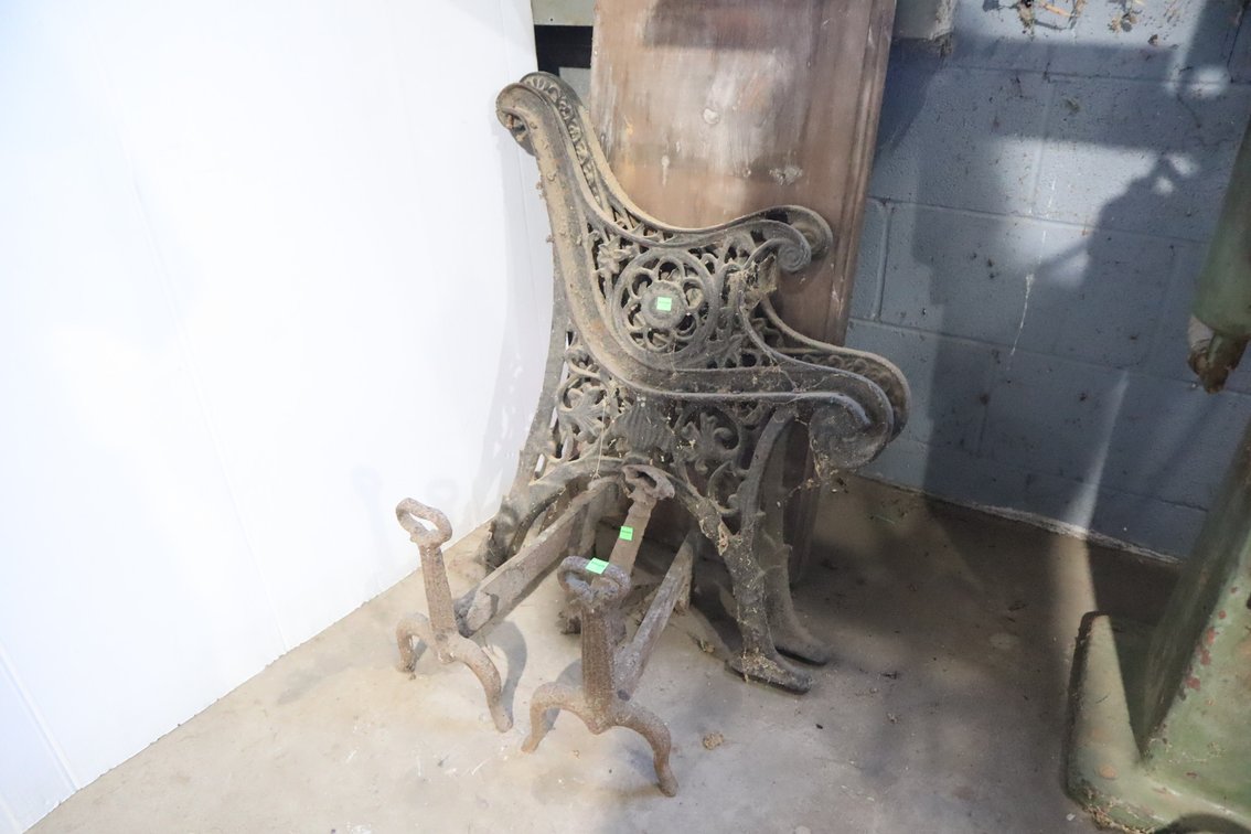 Cast Iron Bench Ends, Fireplace Andirons