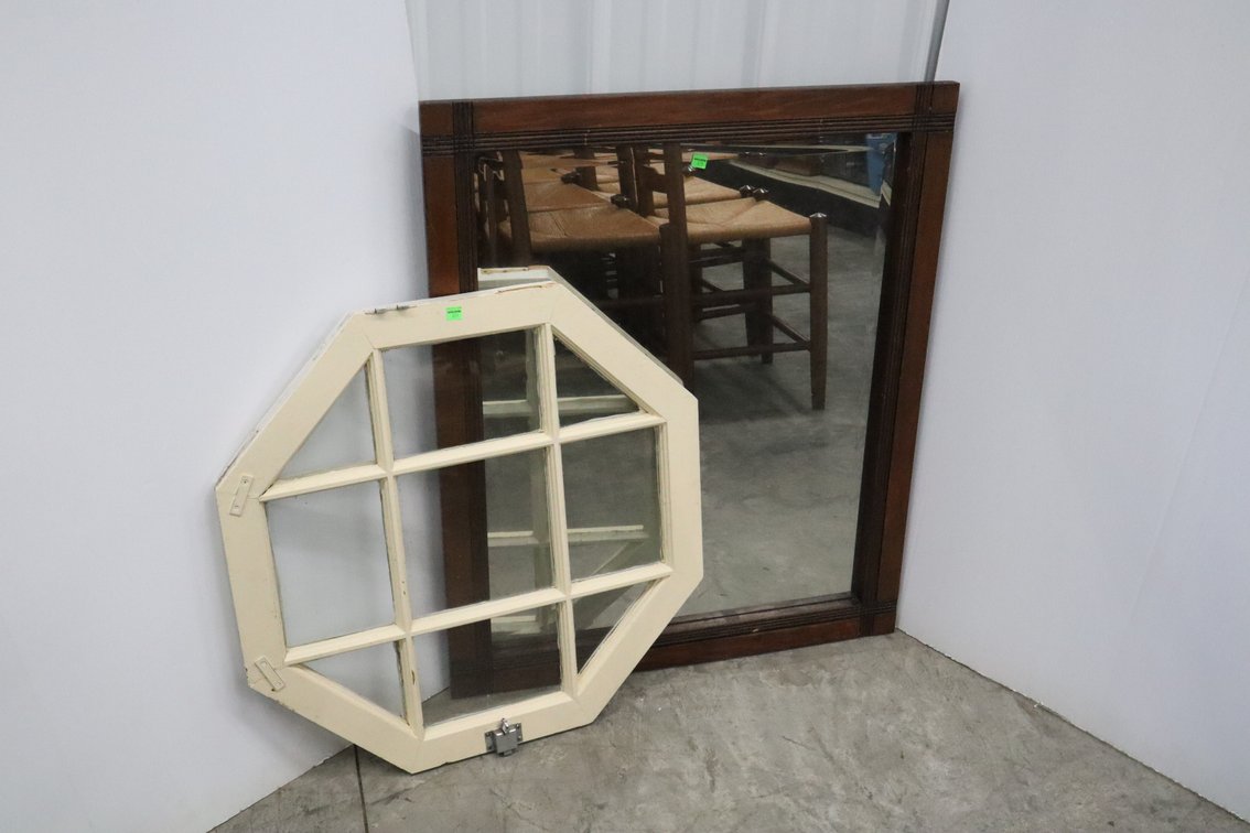 Framed Mirror And Window Pane