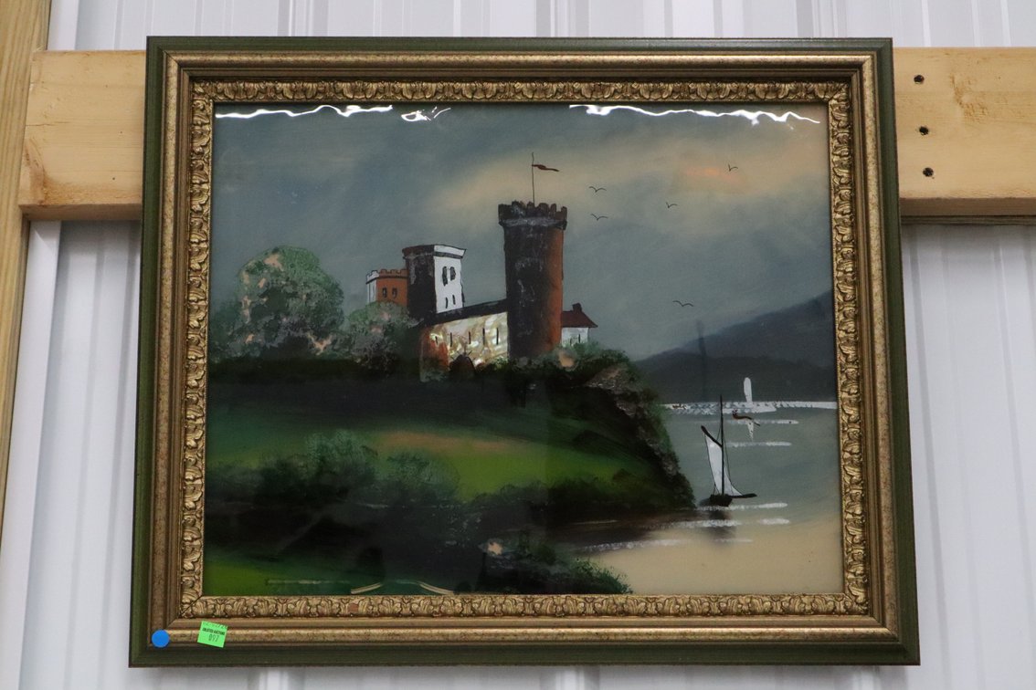 Reverse Painted Oil On Glass