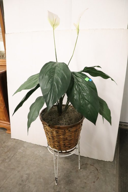 Planter Stand With Artificial Plant