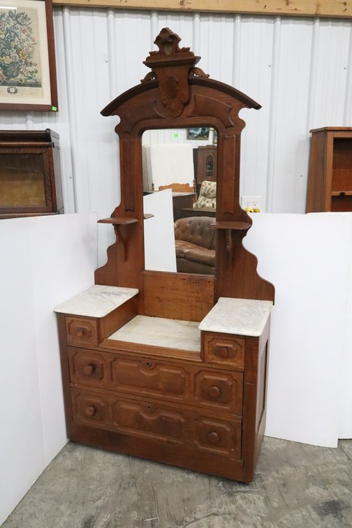 Antique Vanity With Mirror