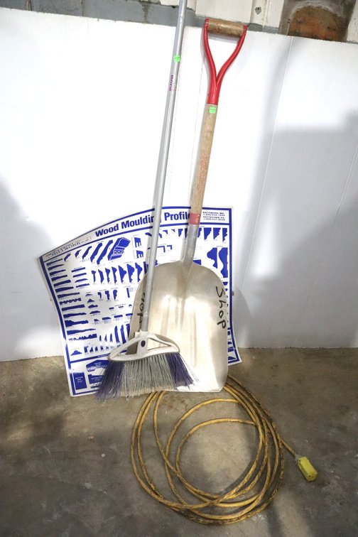 Aluminum scoop shovel, wall display