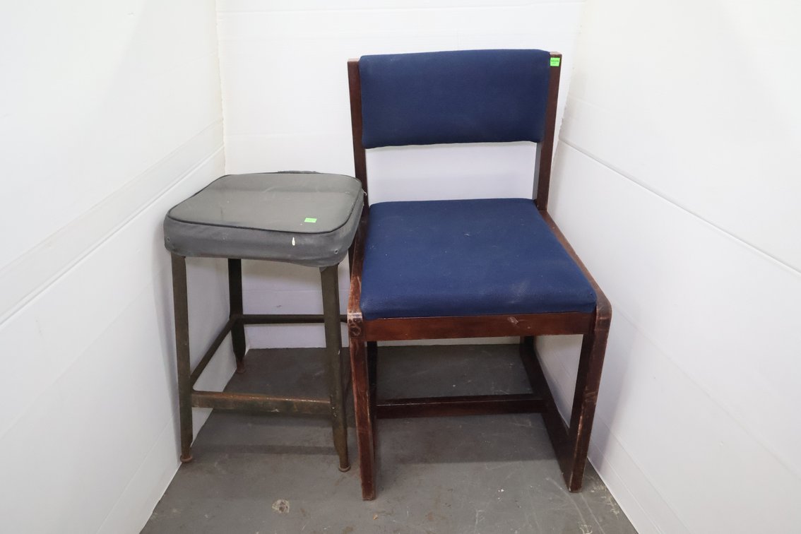 Side Chair And Metal Stool