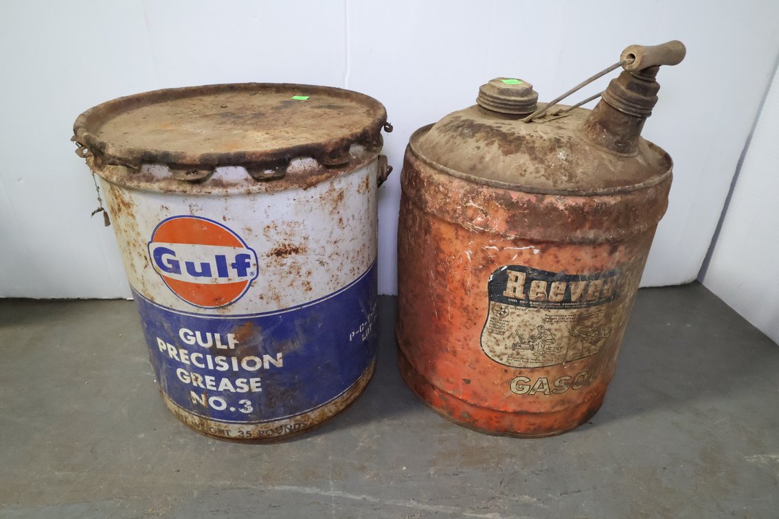 Vintage Metal Gas And Grease Can