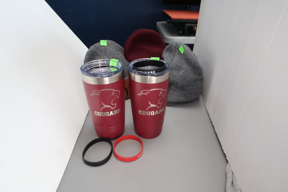 (3) Stuarts Draft Cougars Beanie Hats, (2)Cougers Mugs