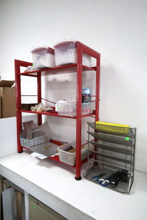 Metal Shelf and Contents