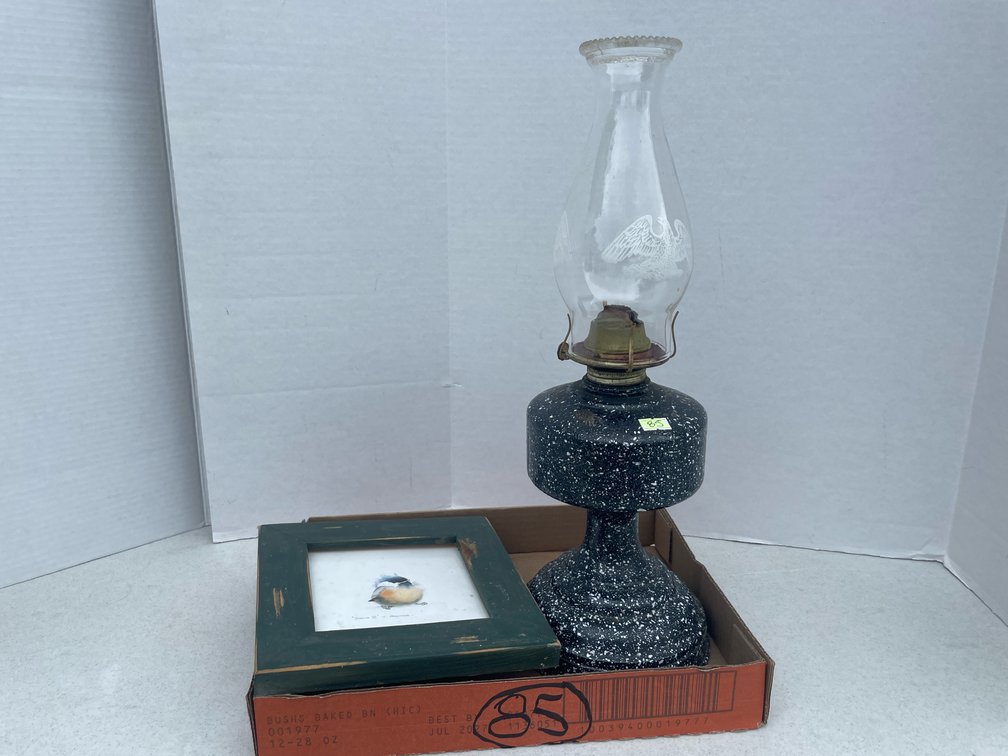 Oil Lamp and Bird Print