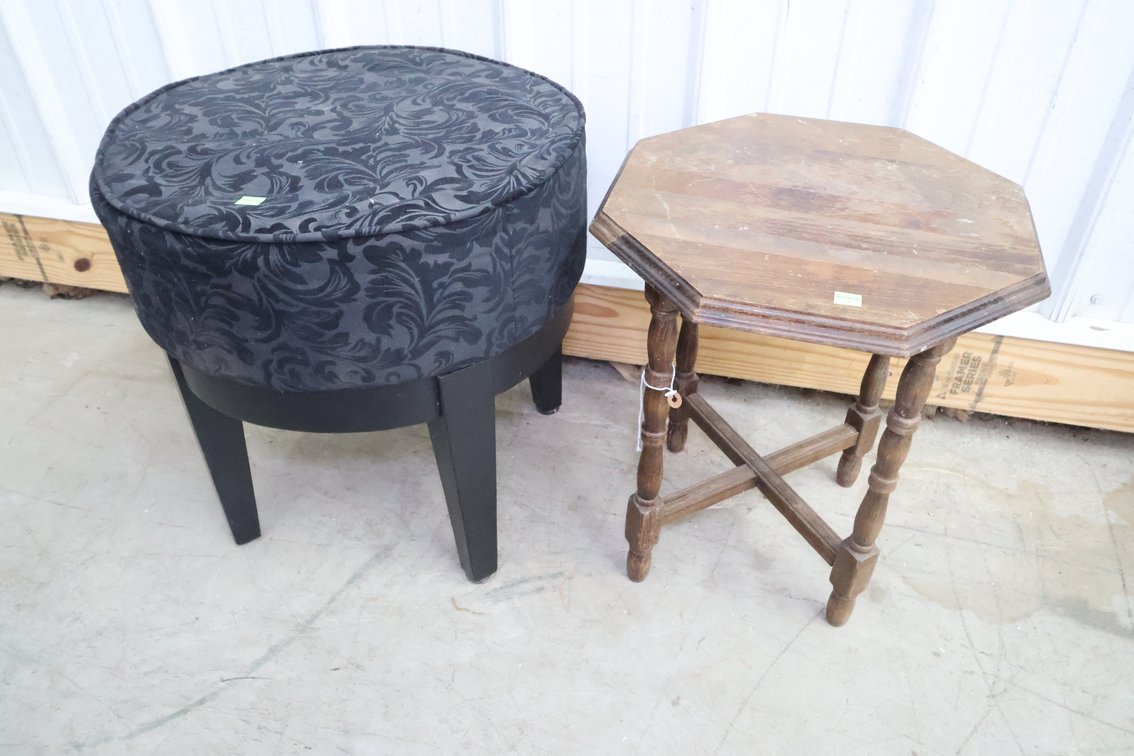 Vintage Side Table and Stool
