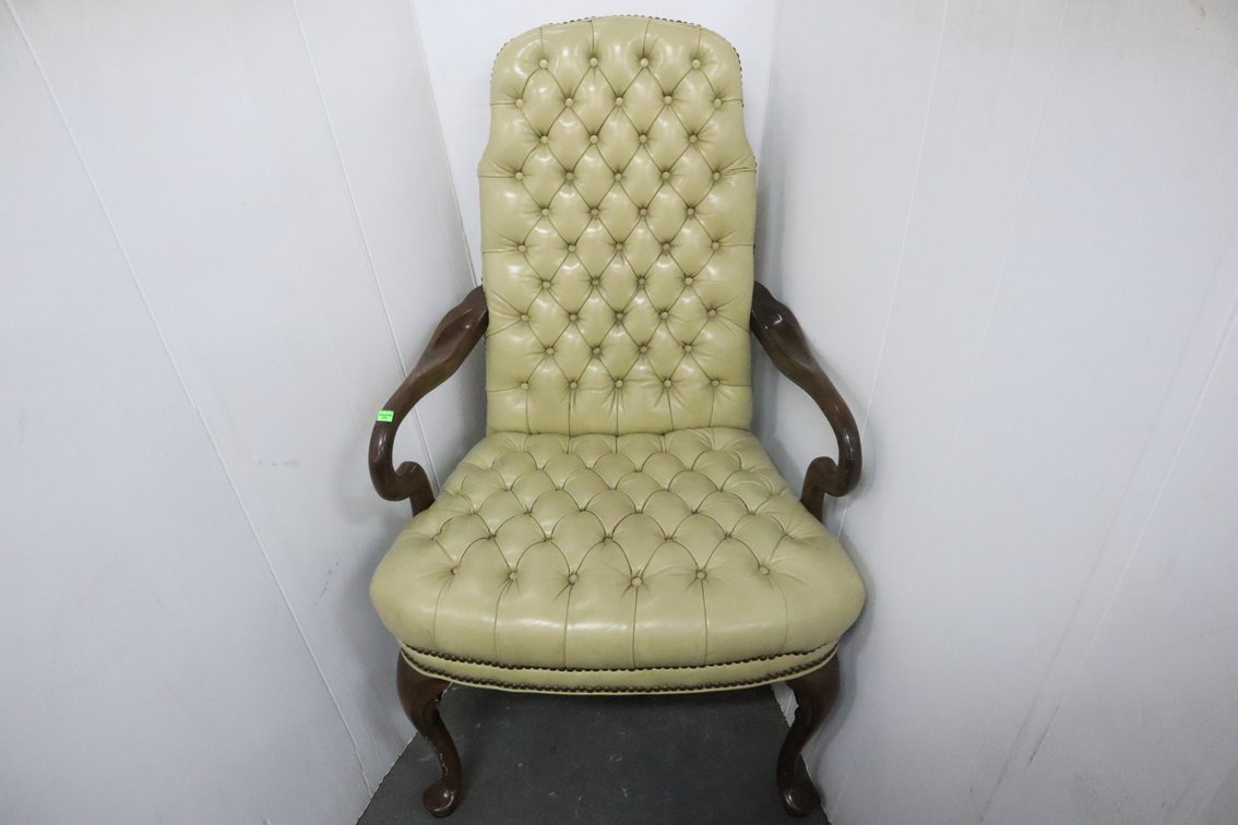 Queen Anne Style Leather Arm Chair