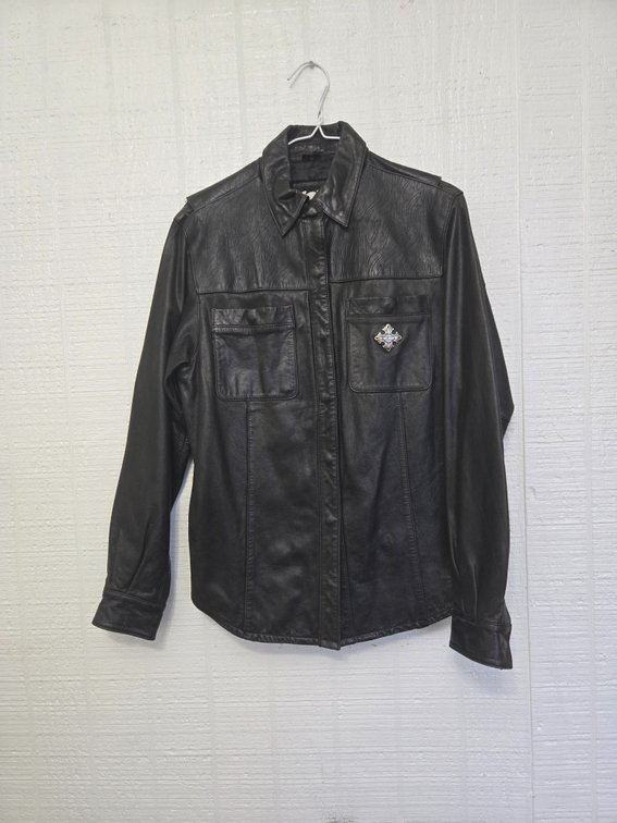 Harley-Davidson Black Leather Long-Sleeve Shirt Jacket