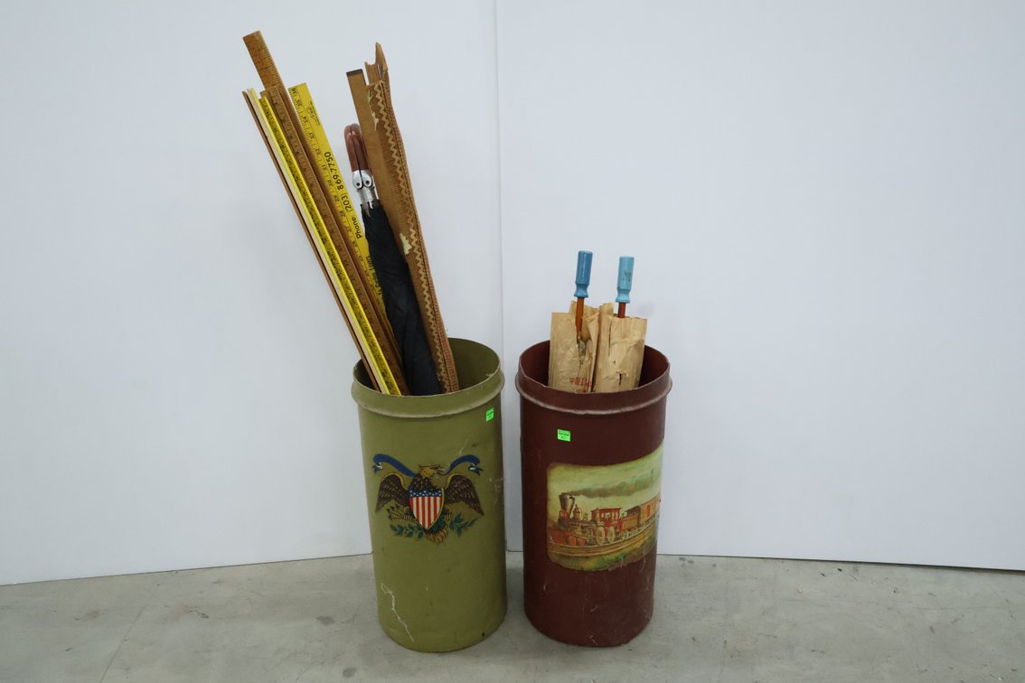 Vintage Umbrellas, Yardsticks, and Holders