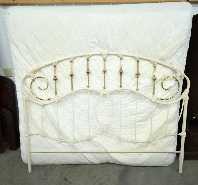 Wrought Iron and Brass Headboard