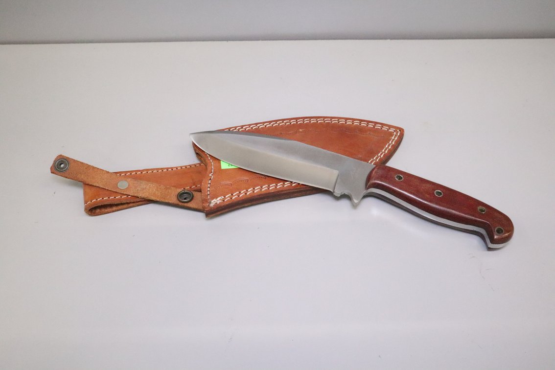 Ash 440C Steel Fixed Blade Knife with Leather Sheath