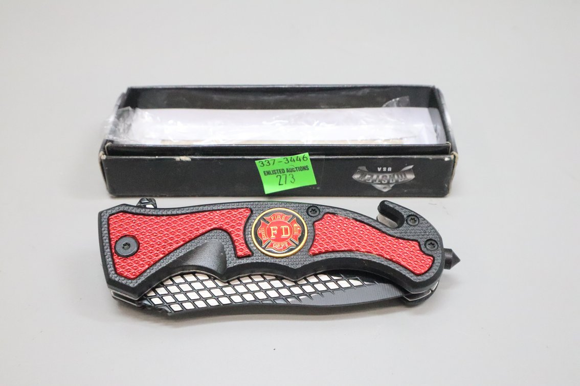 Master USA Fire Dept Folding Rescue Knife with Box