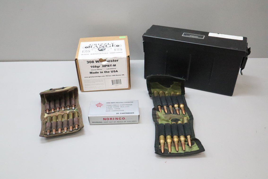 .308 Winchester and 7.62x39mm Ammunition with Ammo Can and Pouches
