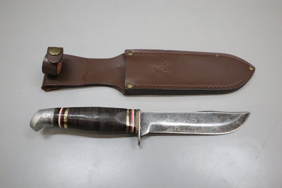 Elk Ridge Fixed-Blade Hunting Knife with Leather Sheath