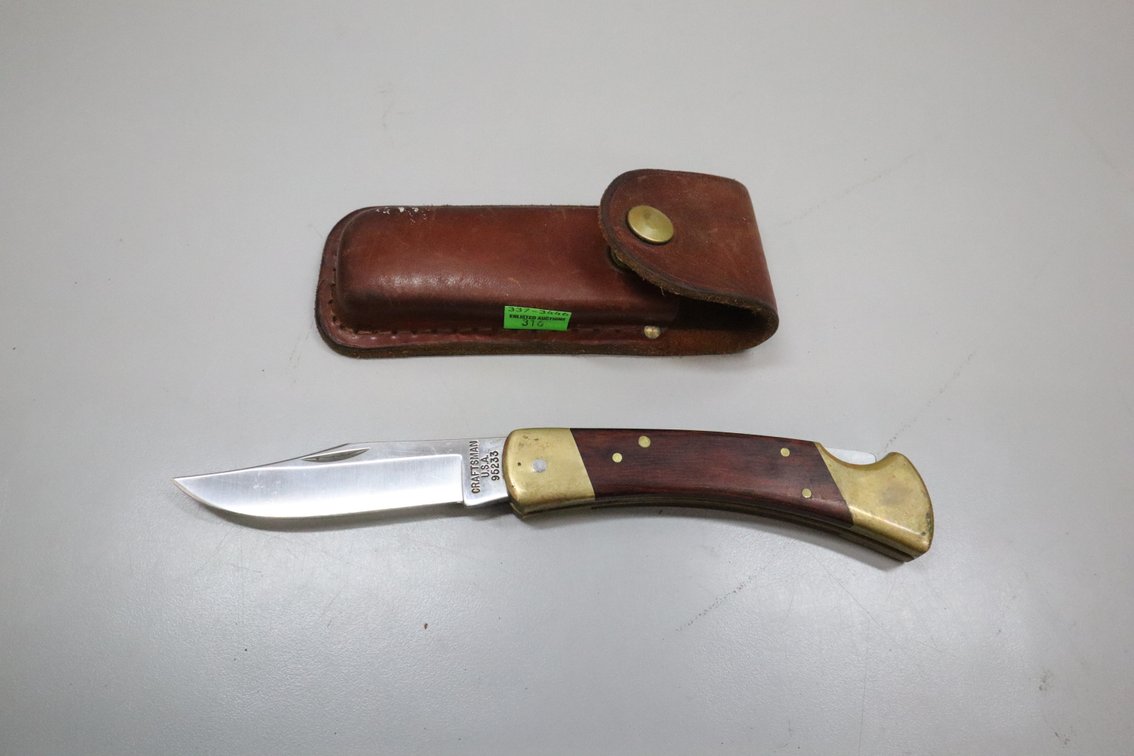 Craftsman 95233 Folding Lockback Knife with Leather Sheath