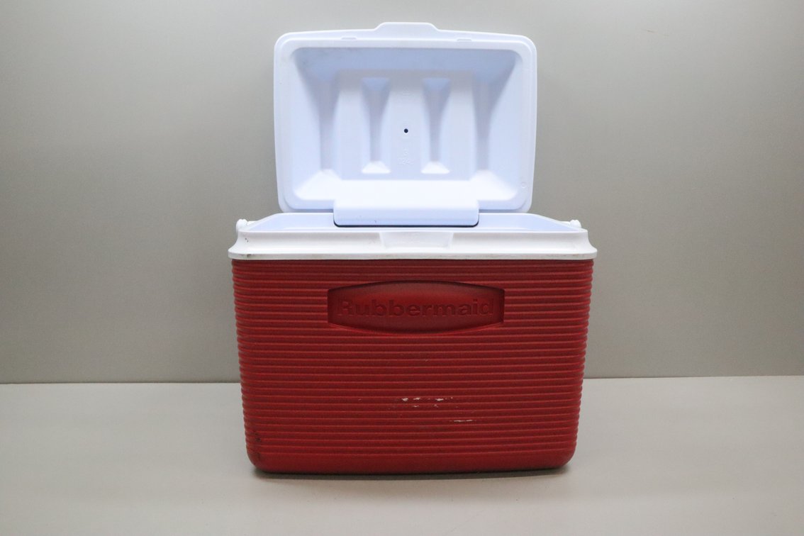 Rubbermaid Red and White Plastic Cooler