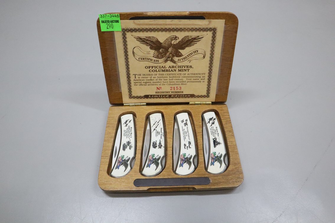Columbian Mint Commemorative Pocket Knife Set of 4 with Display Box