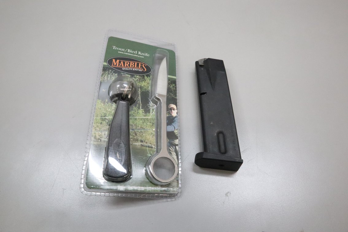 Trout/Bird Knife and 9mm Pistol Magazine