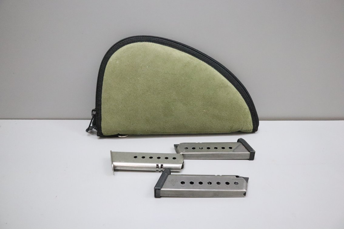 Three Handgun Magazines and Soft Pistol Case