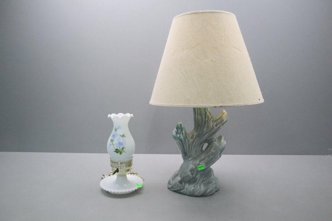 Porcelain And Milk Glass Electric Lamps
