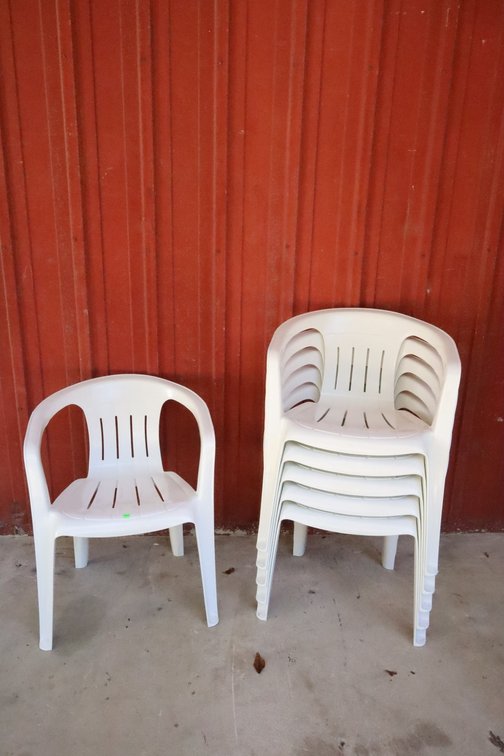 (6) White Stacking Chairs