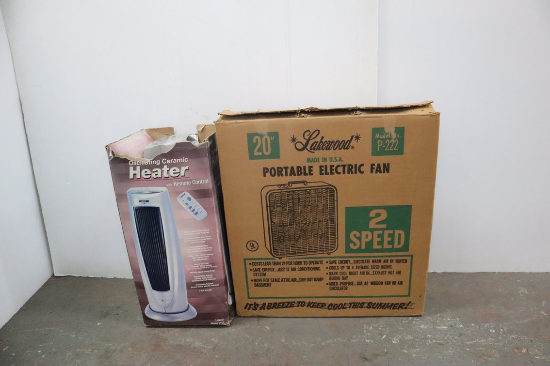 Oscillating Heater, Box Fan