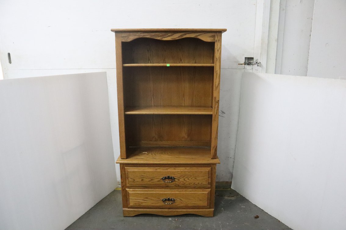 Oak Shelf With Two Drawers