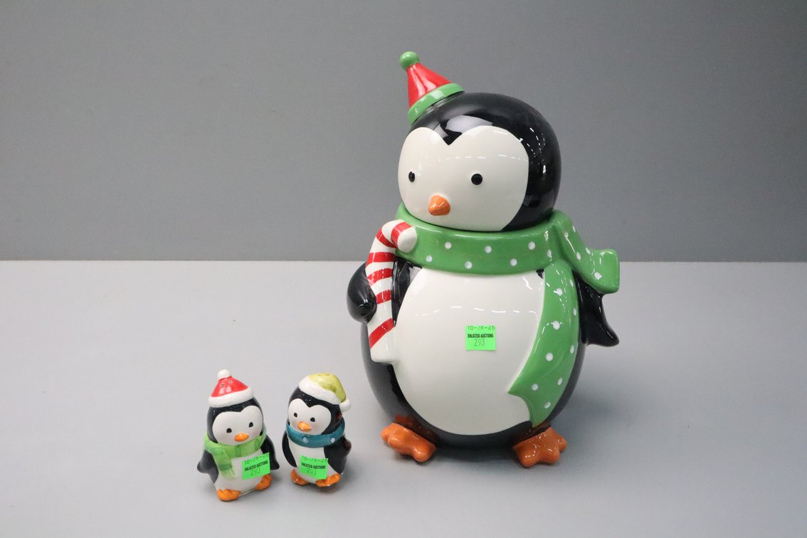 Penguin Cookie Jar And Salt And Pepper Set