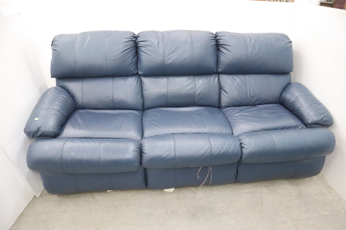 Blue Leather  Sofa
