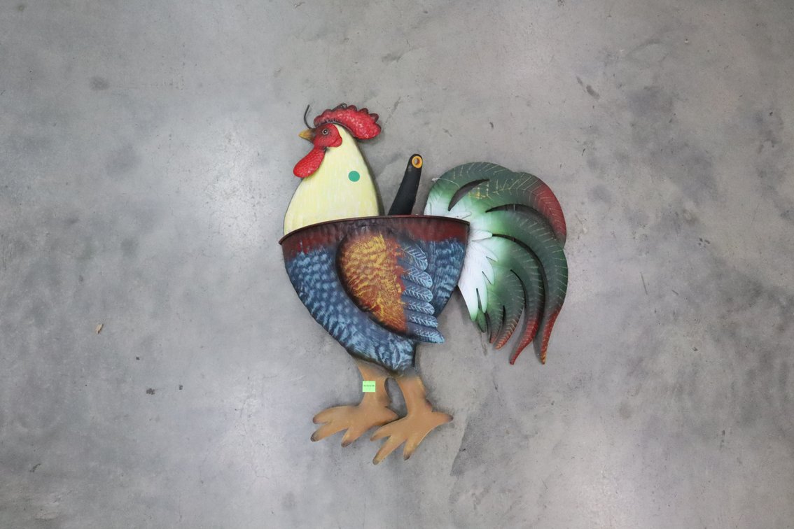 Metal Rooster Wall Pocket