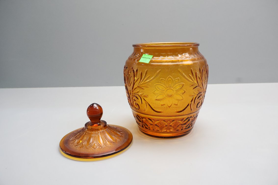 Amber Glass Cookie Jar