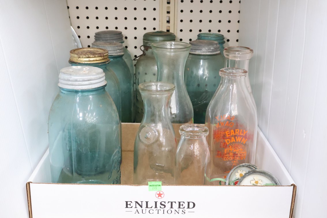 Blue Jars And Milk Bottles